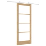 Ușa glisantă vidaXL cu set de accesorii 'ORKDAL'Lemn masiv și sticlă