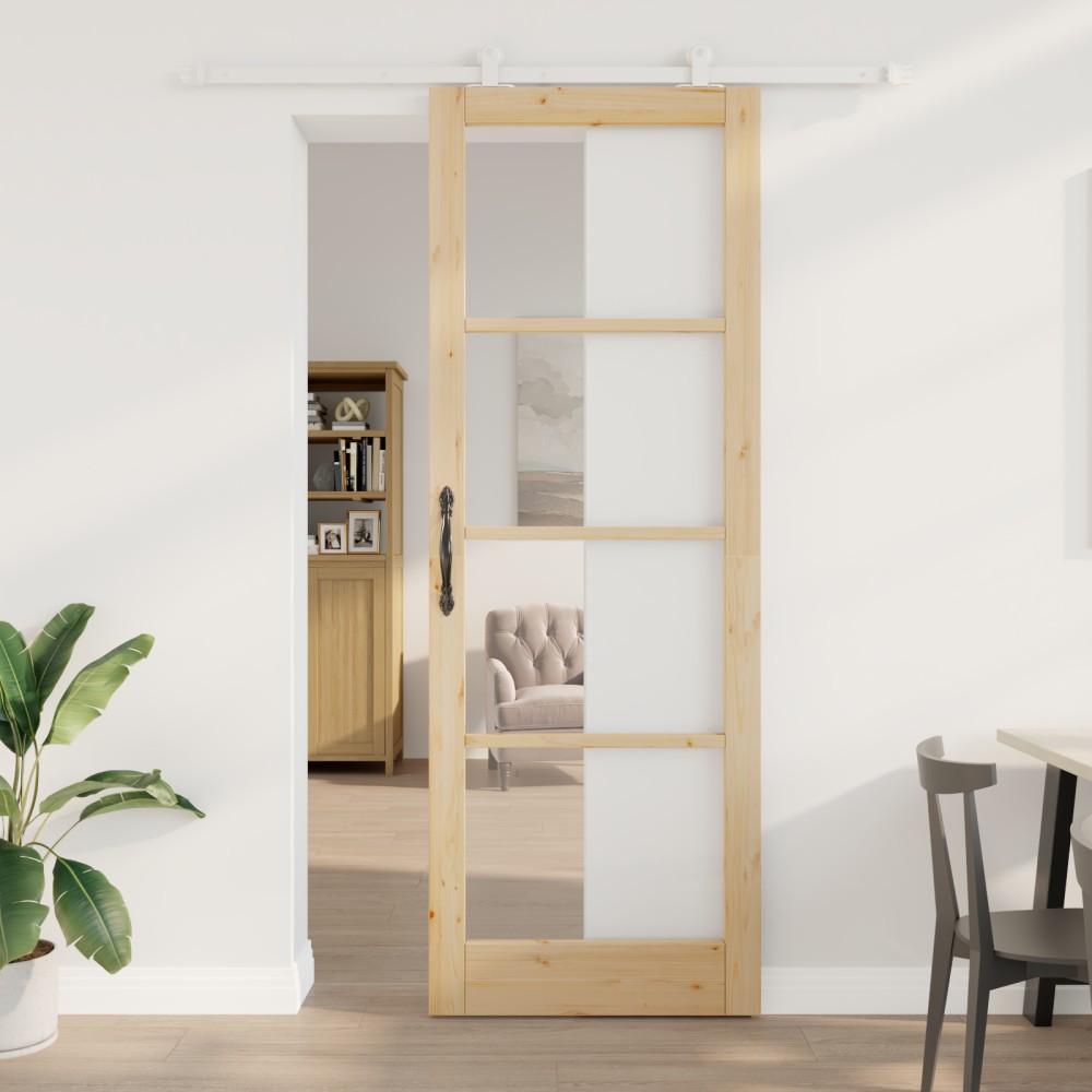 vidaXL Ușă glisantă Manual ORKDAL Maro 83 x 232 cm Lemn și metal