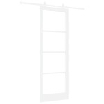 Ușa glisantă vidaXL cu set de accesorii 'ORKDAL'din lemn solid alb și sticlă