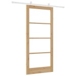 Ușă glisantă vidaXL cu set de accesorii 'ORKDAL'Lemn masiv & Sticlă