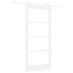 Ușa glisantă vidaXL cu set de accesorii 'ORKDAL'Alb Lemn Solid & Sticlă