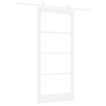 Ușa glisantă vidaXL cu set de accesorii 'ORKDAL'Alb Lemn Solid & Sticlă