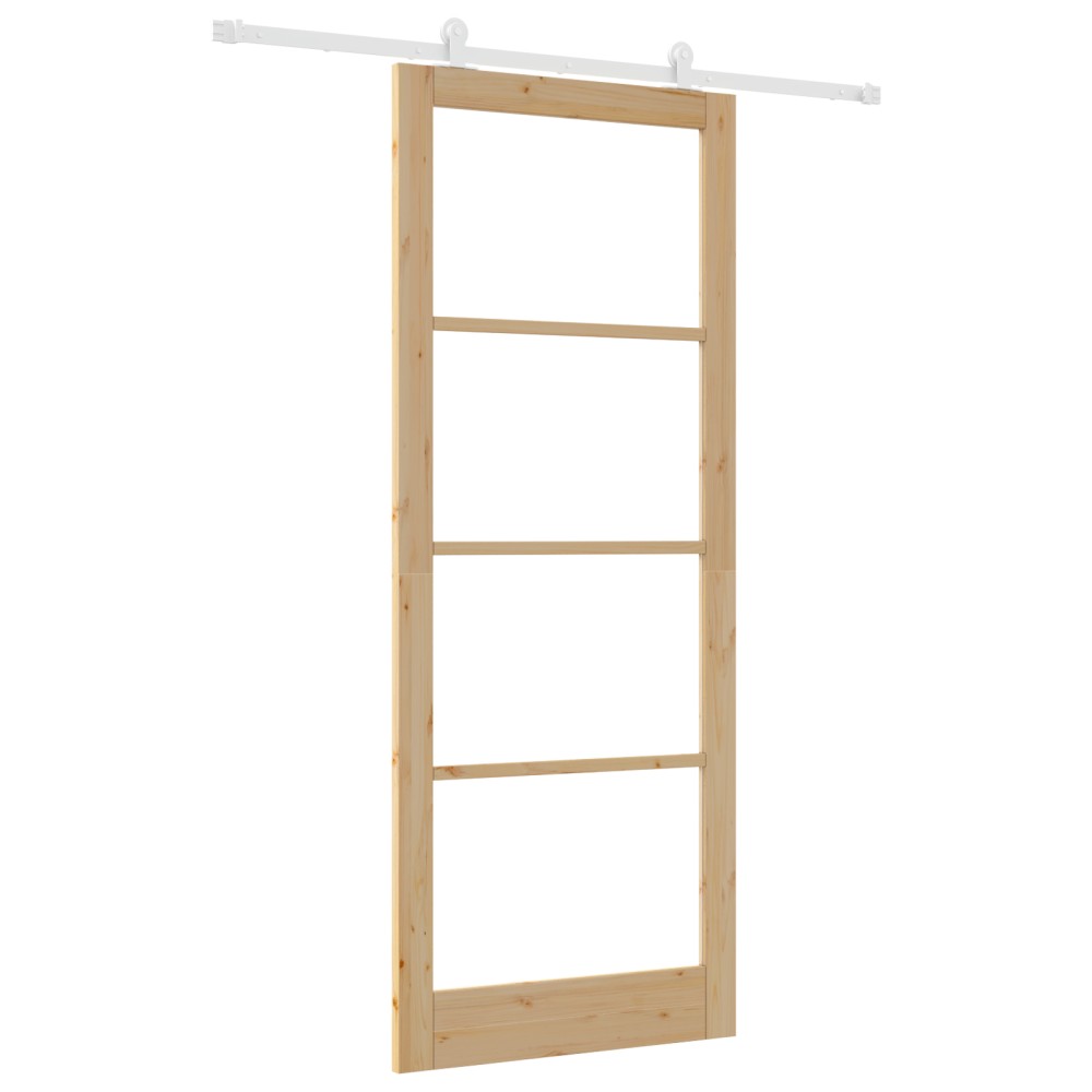 Ușa glisantă vidaXL cu set de accesorii 'ORKDAL'Lemn masiv & Sticlă
