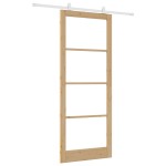 Ușa glisantă vidaXL cu set de accesorii 'ORKDAL'Lemn masiv & Sticlă
