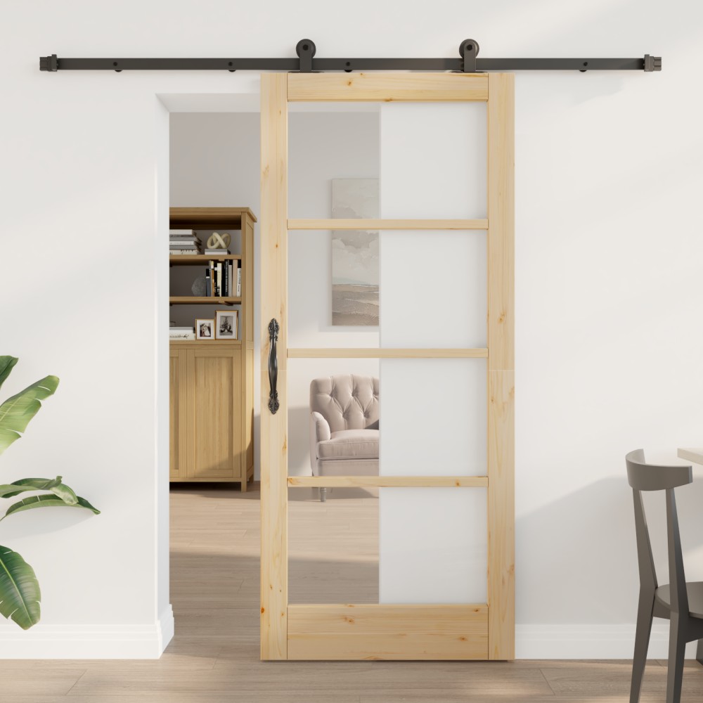 vidaXL Ușa glisantă Manual ORKDAL Maro 86 x 198.5 cm Lemn și metal
