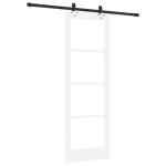 Ușă glisantă vidaXL cu set de accesorii 'ORKDAL'Alb din lemn masiv și sticlă