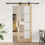 Ușa Glisantă vidaXL cu Set de Accesorii 'ORKDAL'Lemn Masiv & Sticlă