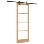 Ușa Glisantă vidaXL cu Set de Accesorii 'ORKDAL'Lemn Masiv & Sticlă