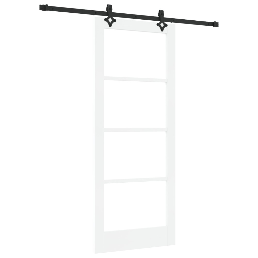 Ușa Glisantă vidaXL cu Set de Accesorii 'ORKDAL'Alb din Lemn Masiv & Sticlă