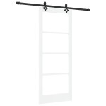 Ușa Glisantă vidaXL cu Set de Accesorii 'ORKDAL'Alb din Lemn Masiv & Sticlă