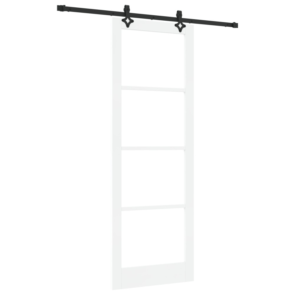 Ușă Glisantă vidaXL cu Set de Accesorii "ORKDAL" Alb Lemn Solid și Sticlă