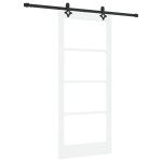 Set de uși glisante vidaXL cu hardware „ORKDAL” Alb Lemn masiv și Sticlă Set de uși glisante vidaXL cu hardware „ORKDAL” Alb Lemn masiv și Sticlă