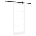 Set de uși glisante vidaXL cu hardware „ORKDAL” Alb Lemn masiv și Sticlă Set de uși glisante vidaXL cu hardware „ORKDAL” Alb Lemn masiv și Sticlă
