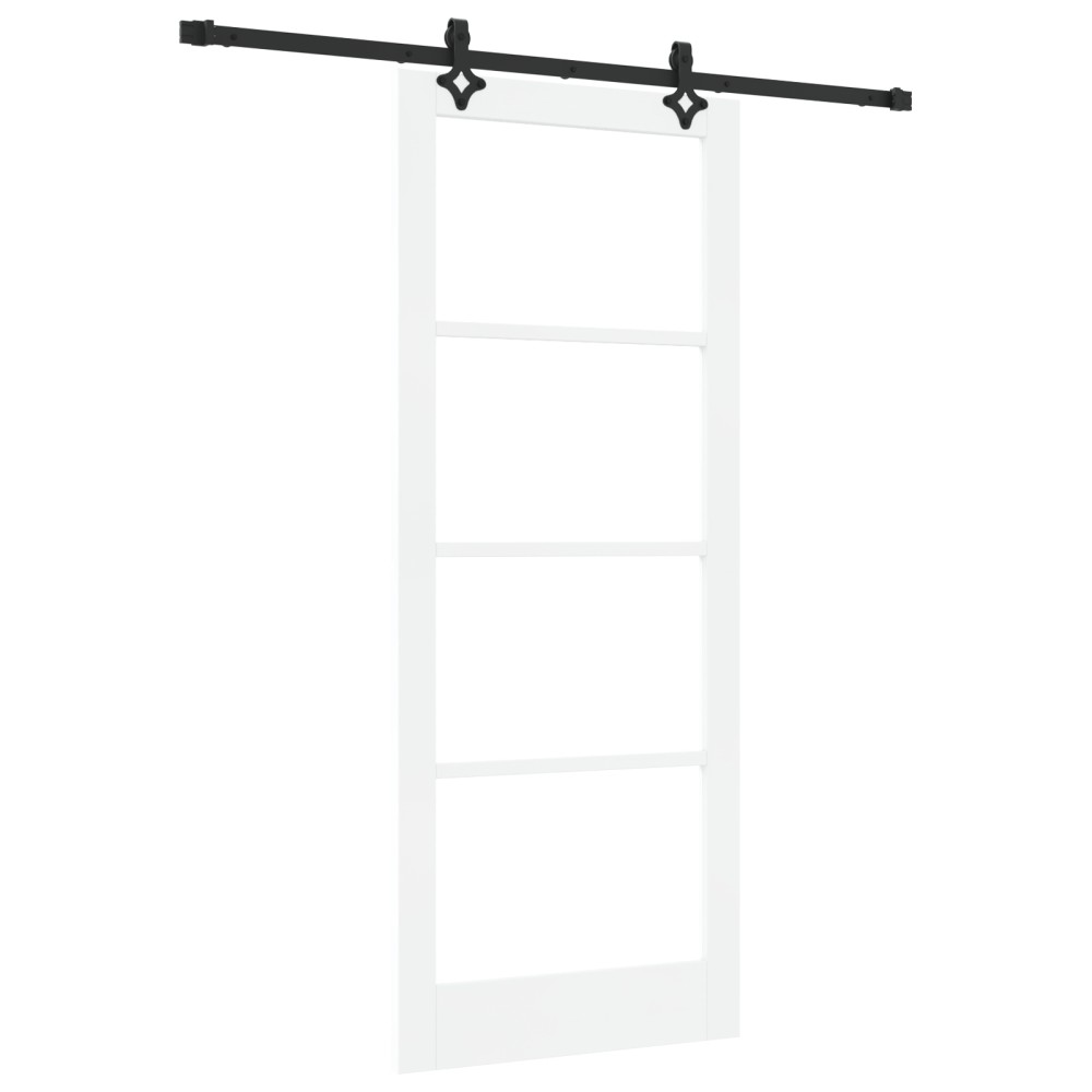 Set Ușă Glisantă cu Hardware 'ORKDAL'Alb din Lemn Solid și Sticlă