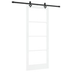Set Ușă Glisantă cu Hardware 'ORKDAL'Alb din Lemn Solid și Sticlă Set Ușă Glisantă cu Hardware 'ORKDAL'Alb din Lemn Solid și Sticlă