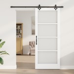 Set Ușă Glisantă cu Hardware 'ORKDAL'Alb din Lemn Solid și Sticlă Set Ușă Glisantă cu Hardware 'ORKDAL'Alb din Lemn Solid și Sticlă