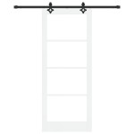 Set Ușă Glisantă cu Hardware 'ORKDAL'Alb din Lemn Solid și Sticlă Set Ușă Glisantă cu Hardware 'ORKDAL'Alb din Lemn Solid și Sticlă