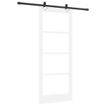 Set Ușă Glisantă cu Hardware 'ORKDAL'Alb din Lemn Solid și Sticlă Set Ușă Glisantă cu Hardware 'ORKDAL'Alb din Lemn Solid și Sticlă