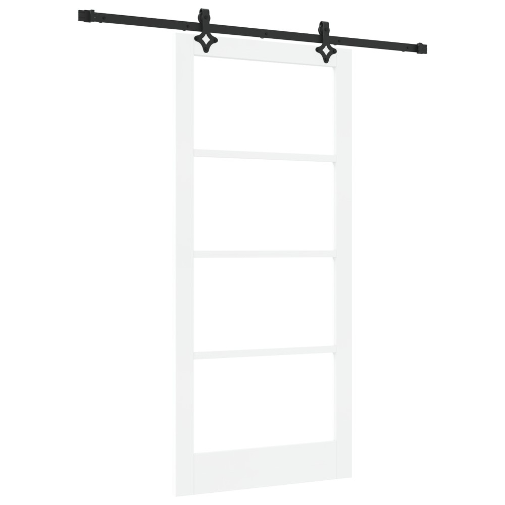 Ușă Glisantă vidaXL cu Set de Accesorii "ORKDAL" Lemn Masiv Alb și Sticlă