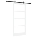 Ușă Glisantă vidaXL cu Set de Accesorii "ORKDAL" Lemn Masiv Alb și Sticlă