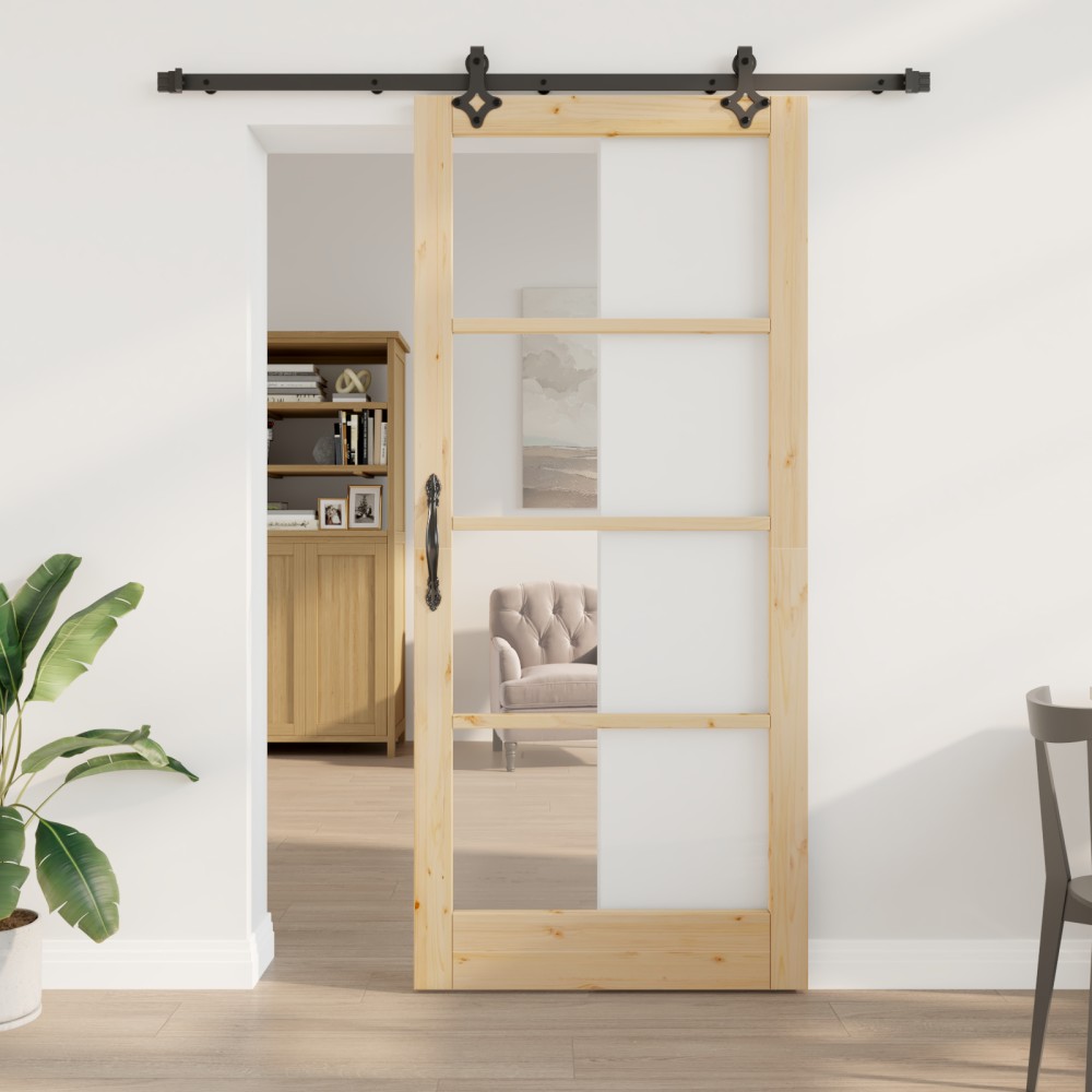 vidaXL Ușă Glisantă Manual ORKDAL Maro 93 x 211 cm Lemn și metal