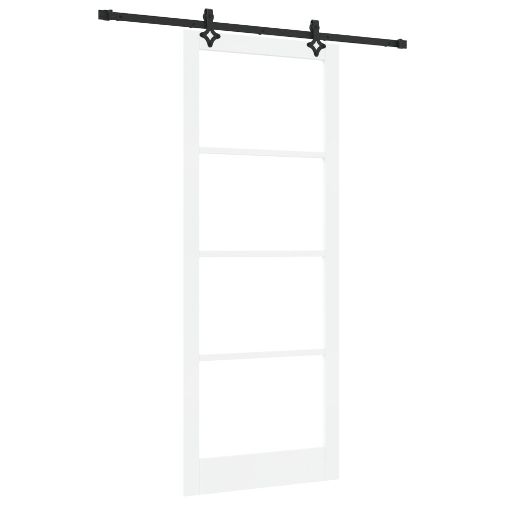 Ușă glisantă vidaXL cu set de accesorii 'ORKDAL'Alb Lemn Solid & Sticlă