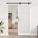Ușă glisantă vidaXL cu set de accesorii 'ORKDAL'Alb Lemn Solid & Sticlă Ușă glisantă vidaXL cu set de accesorii 'ORKDAL'Alb Lemn Solid & Sticlă