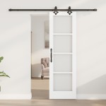 Ușă Glisantă vidaXL cu Set de Accesorii 'ORKDAL'Alb Lemn Masiv & Sticlă