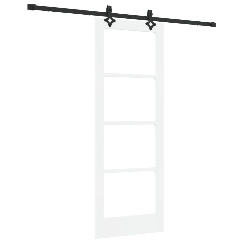 Ușă Glisantă vidaXL cu Set de Accesorii 'ORKDAL'Alb Lemn Solid & Sticlă
