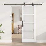 Ușă Glisantă vidaXL cu Set de Accesorii 'ORKDAL'Alb Lemn Solid & Sticlă Ușă Glisantă vidaXL cu Set de Accesorii 'ORKDAL'Alb Lemn Solid & Sticlă