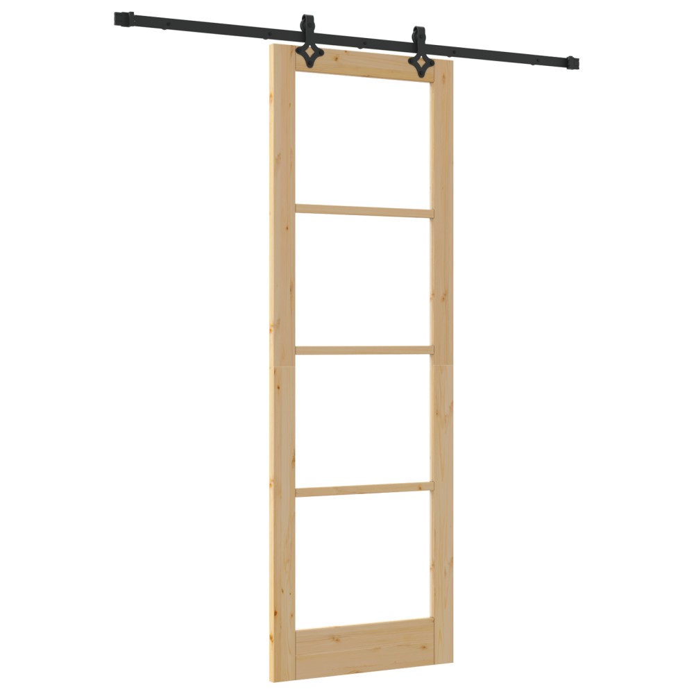 Set Uși Glisante vidaXL cu Accesorii 'ORKDAL'Lemn Solid & Sticlă