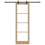Set Uși Glisante vidaXL cu Accesorii 'ORKDAL'Lemn Solid & Sticlă