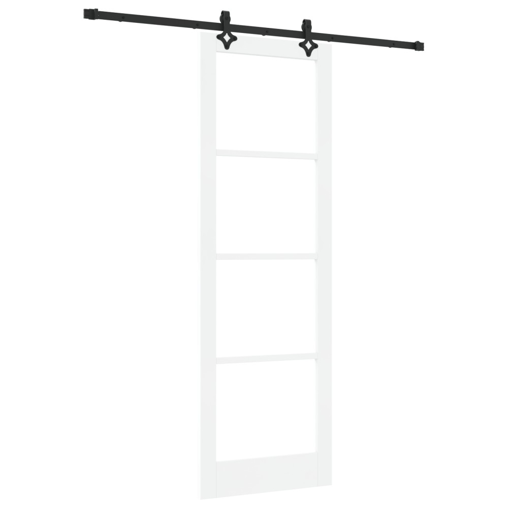 Ușă glisantă vidaXL cu set de accesorii "ORKDAL" Alb Lemn masiv & Sticlă