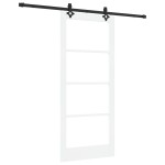 Ușă glisantă vidaXL cu set de accesorii 'ORKDAL'Alb Lemn Solid & Sticlă