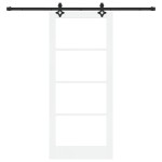Ușă glisantă vidaXL cu set de accesorii 'ORKDAL'Alb Lemn Solid & Sticlă