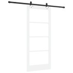 Ușă glisantă vidaXL cu set de accesorii 'ORKDAL'Alb Lemn Solid & Sticlă