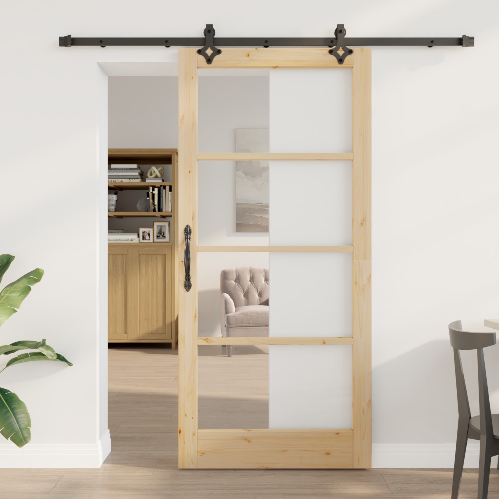 vidaXL Ușă Glisantă Manual ORKDAL Maro 93 x 202 cm Lemn și metal