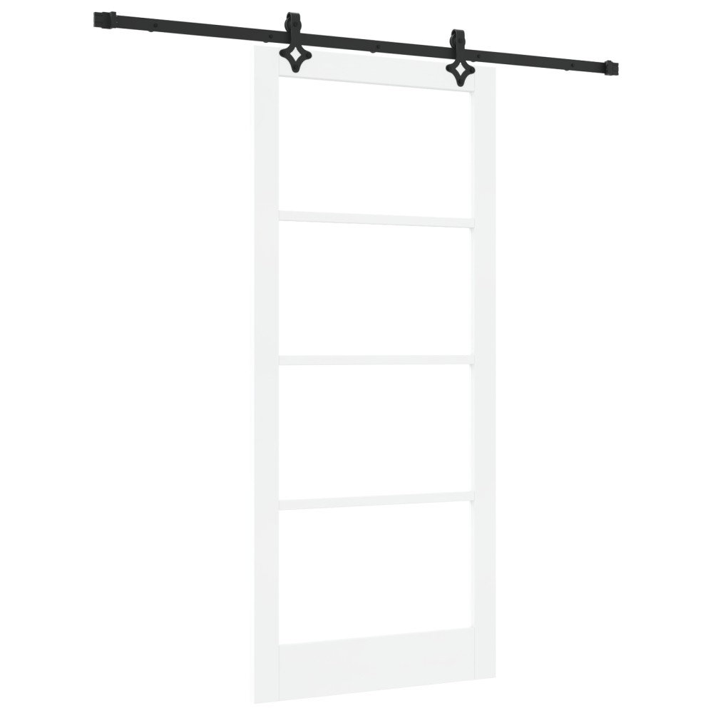 Ușă Glisantă vidaXL cu Set de Accesorii 'ORKDAL'Alb Lemn Solid și Sticlă