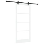 Ușă Glisantă vidaXL cu Set de Accesorii 'ORKDAL'Alb Lemn Solid și Sticlă