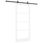 Ușă Glisantă vidaXL cu Set de Accesorii 'ORKDAL'Alb Lemn Solid și Sticlă