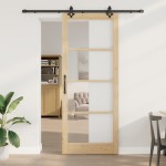Set uși glisante vidaXL cu hardware 'ORKDAL'Lemn masiv și sticlă Set uși glisante vidaXL cu hardware 'ORKDAL'Lemn masiv și sticlă