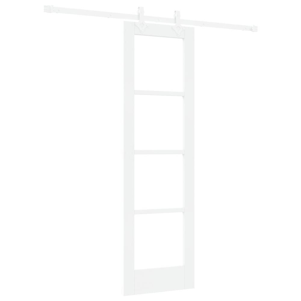 Set Ușă Glisantă cu Accesorii Alb 61x198.5 cm Lemn Masiv Pin
