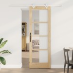 Set Ușă Culisantă vidaXL cu Hardware 73.5x211 cm Lemn Masiv Pin Set Ușă Culisantă vidaXL cu Hardware 73.5x211 cm Lemn Masiv Pin