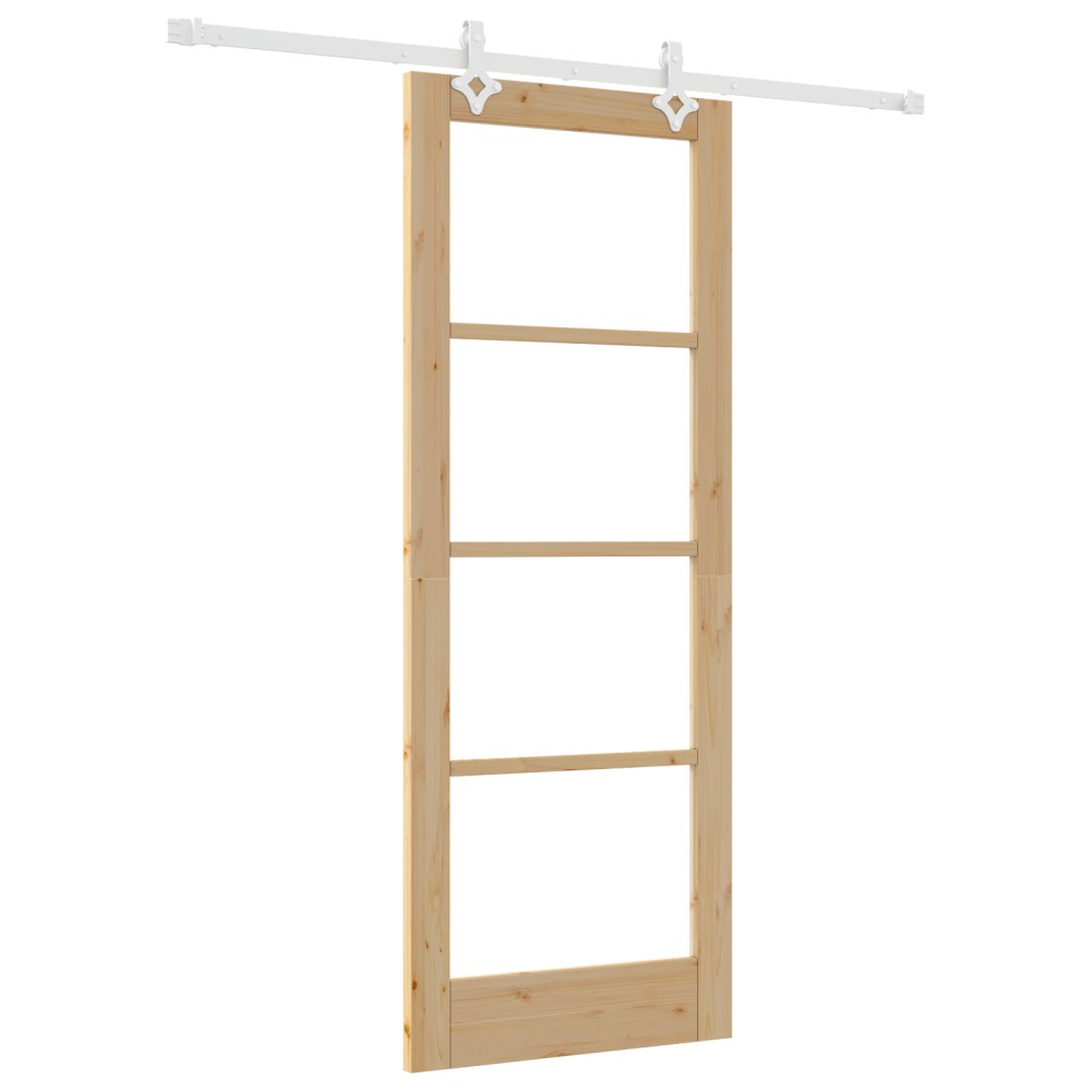 Set uși glisante vidaXL cu hardware 78x202 cm din lemn masiv de pin