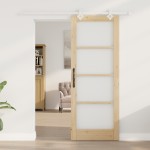 Set uși glisante vidaXL cu hardware 78x202 cm din lemn masiv de pin