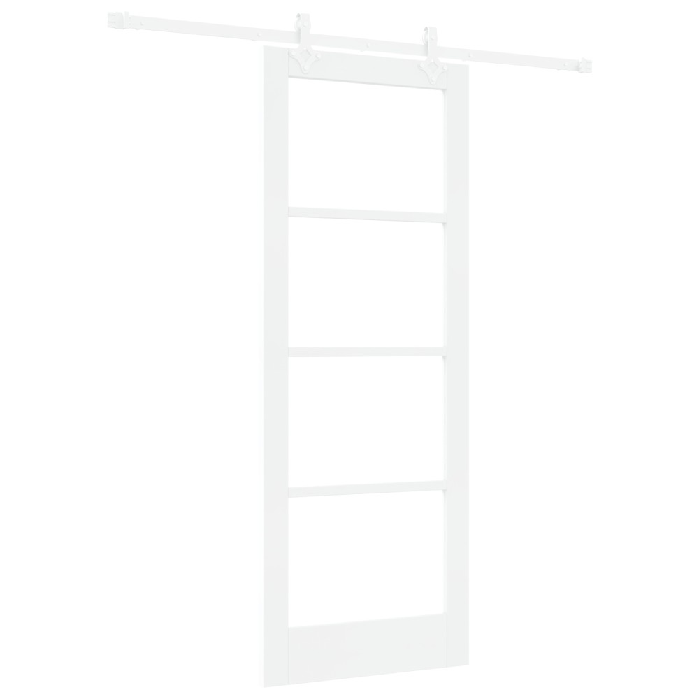 Set Ușă Înghețată cu Hardware Alb 78x202 cm Lemn Masiv de Pin