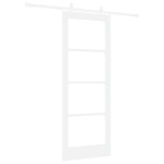 Set Ușă Înghețată cu Hardware Alb 78x202 cm Lemn Masiv de Pin Set Ușă Înghețată cu Hardware Alb 78x202 cm Lemn Masiv de Pin