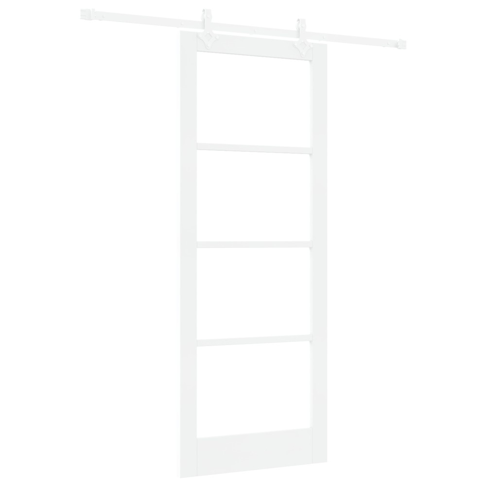 Set ușă glisantă vidaXL cu kit de accesorii Alb 83x211 cm Lemn masiv Pin