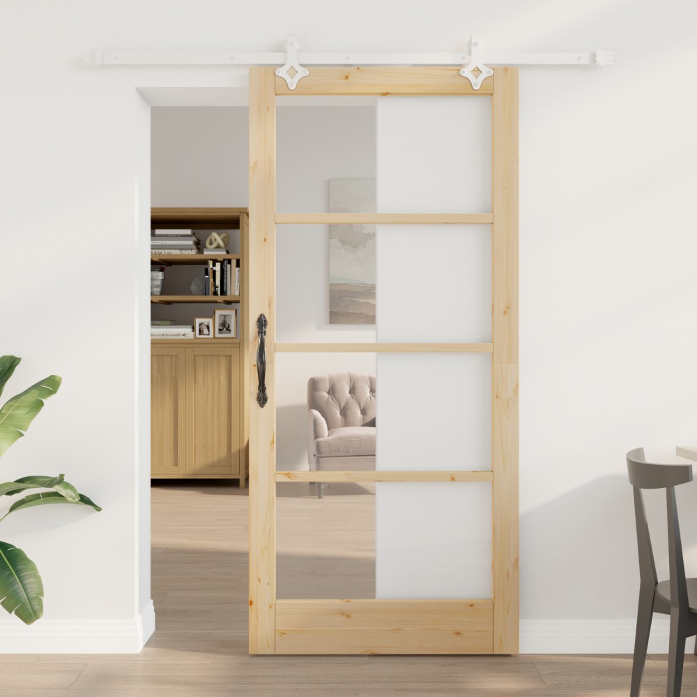 vidaXL Ușă Glisantă Manual Maro 93 x 202 cm Lemn și metal