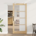 vidaXL Ușă Glisantă Manual Maro 93 x 202 cm Lemn și metal vidaXL Ușă Glisantă Manual Maro 93 x 202 cm Lemn și metal